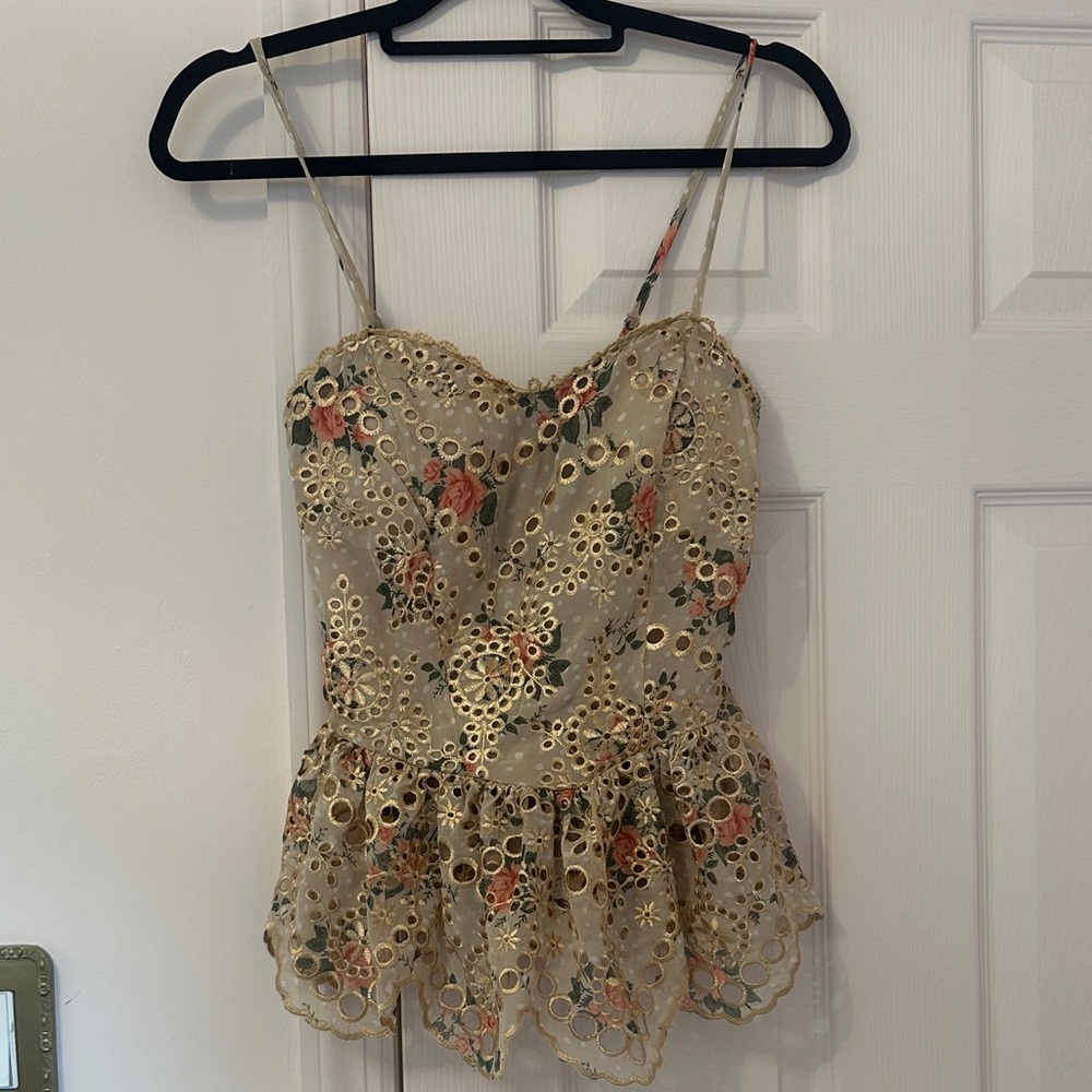 Vici Cream Floral Lace Corset Top